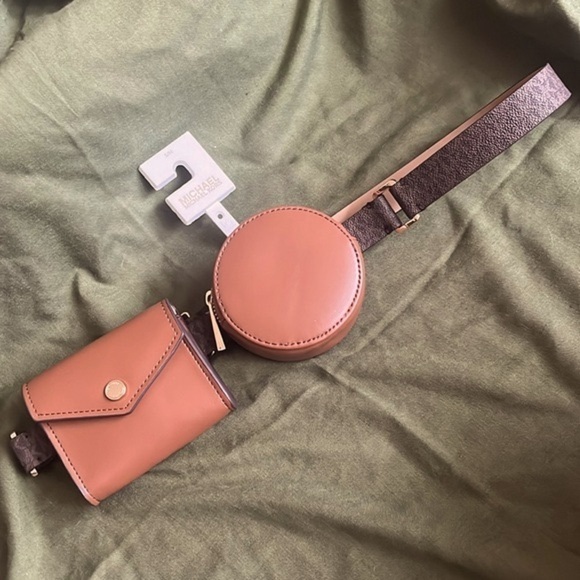Brand New Michael Kors Genuine Leather Double Pouch Brown Belt Bag Fanny Pack - Picture 3 of 16